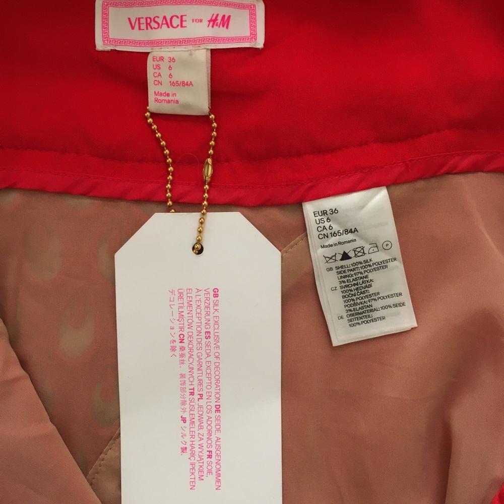 Versace for H&M Red Silk Mini Dress size 6 - Picture 2 of 8